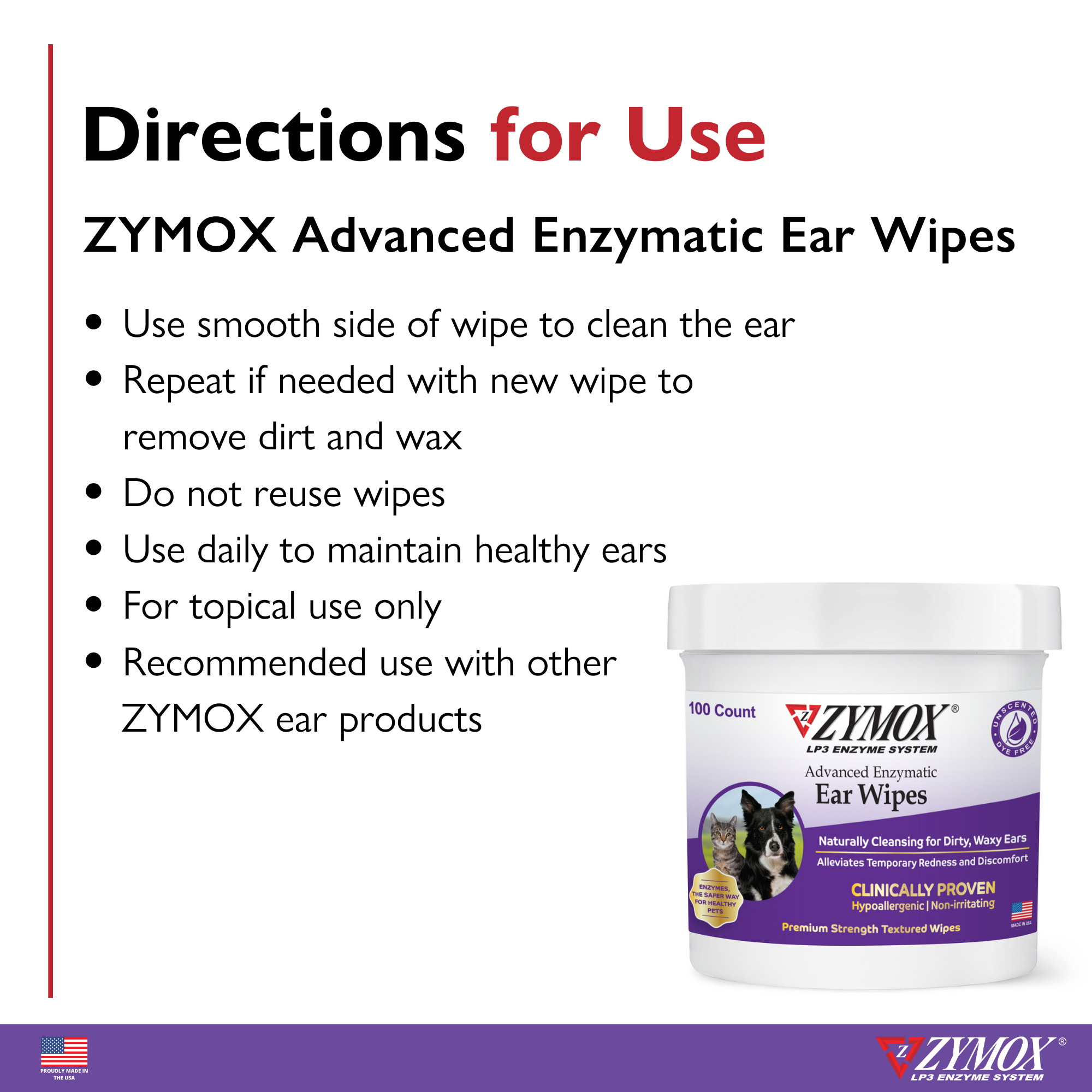 ZYMOX Ear Wipe Directions